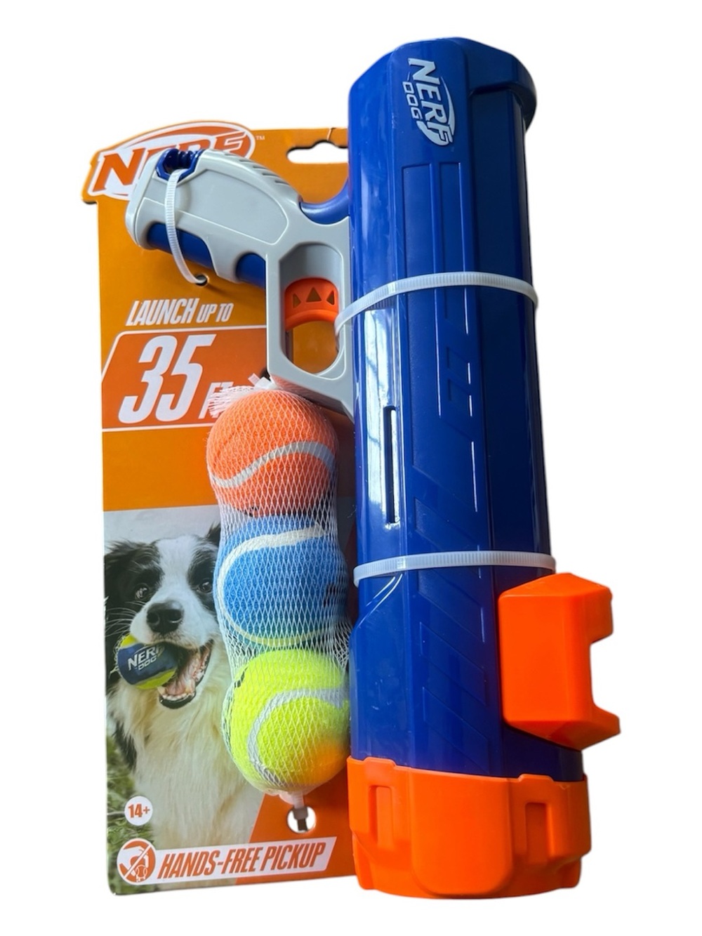 Nerf Dog Tennis Ball Blaster Dog Toy with 3 Balls, 12 inches New